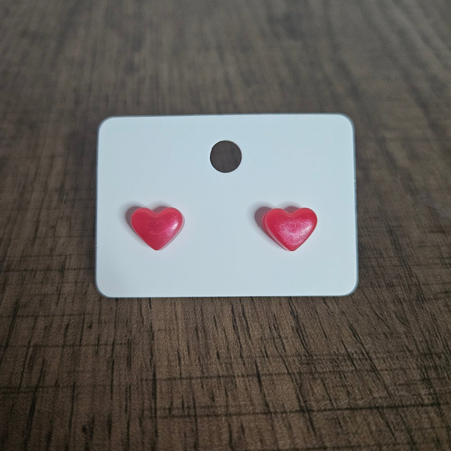 Apricot Pink Heart Stud Earrings