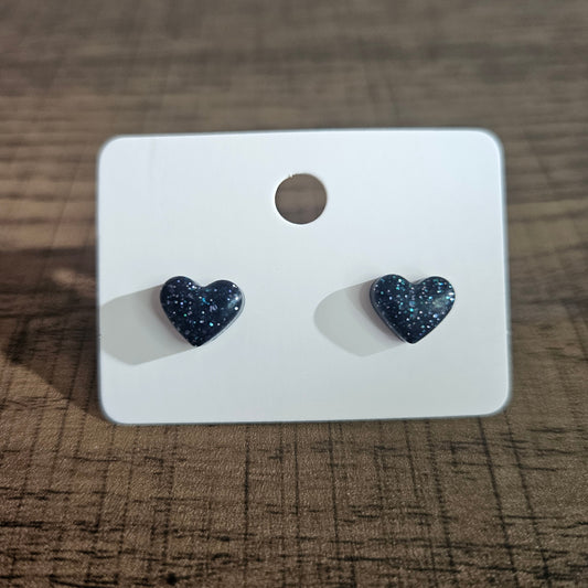 Glitter Heart Stud Earrings