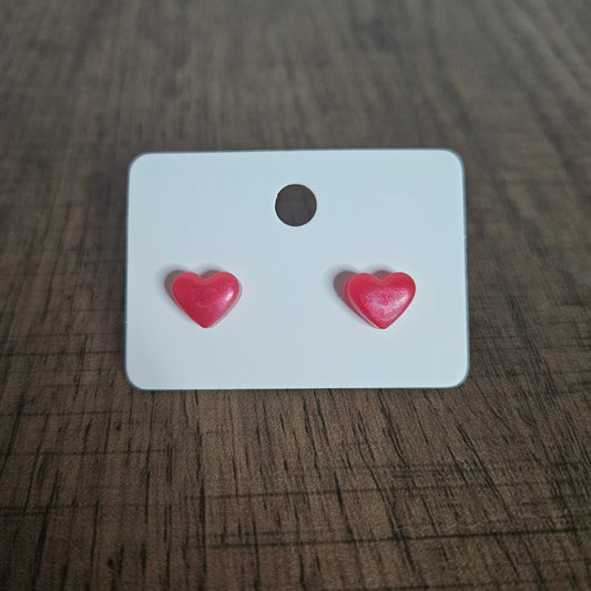 Apricot Pink Heart Stud Earrings