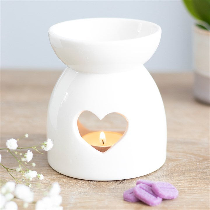 White Heart Cut-Out Wax Melt Burner